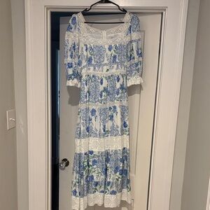 Hunter Bell Evelyn Floral Blue and White Women's Dress